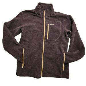 Simms Katabatic Full Zip Grid Fleece Jacket Mens Small Plum Burgundy Fishing